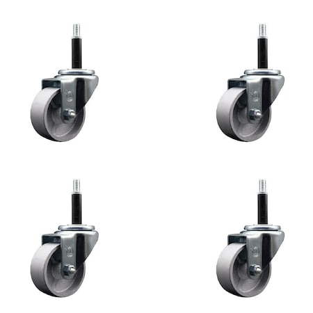 Service Caster 3'' Semi Steel Wheel Swivel 3/4'' Expanding Stem Caster Set, 4PK SCC-EX20S314-SSS-34-4